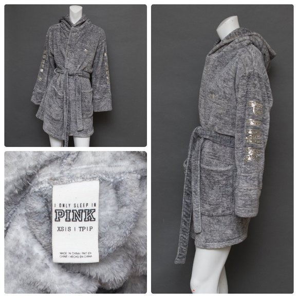 Victoria's Secret Gray Size XS Belted Short Robe - Picture 1 of 9
